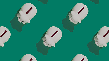 Diagonal pattern of white piggy banks with coin slots on a green background. Symbolizes savings and retirement, reflecting Apollo 直达168体彩飞行艇官方记录查询结果 极速飞艇官方开奖直播平台’s focus on retirement solutions and alternative investments.